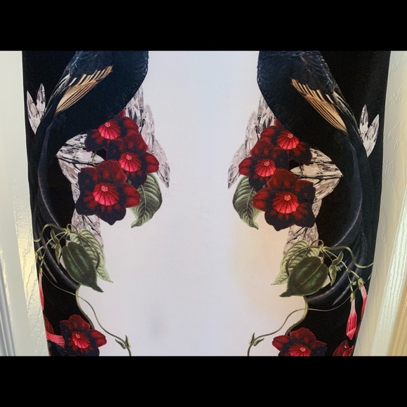 Ted Baker Darnet Bejewelled Shadow black white birds Bodycon Dress 0 - Picture 6 of 12